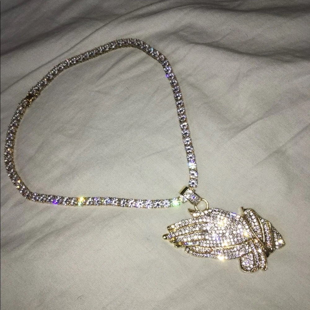 Golden Diamond Tennis Chain with 6God Pendant